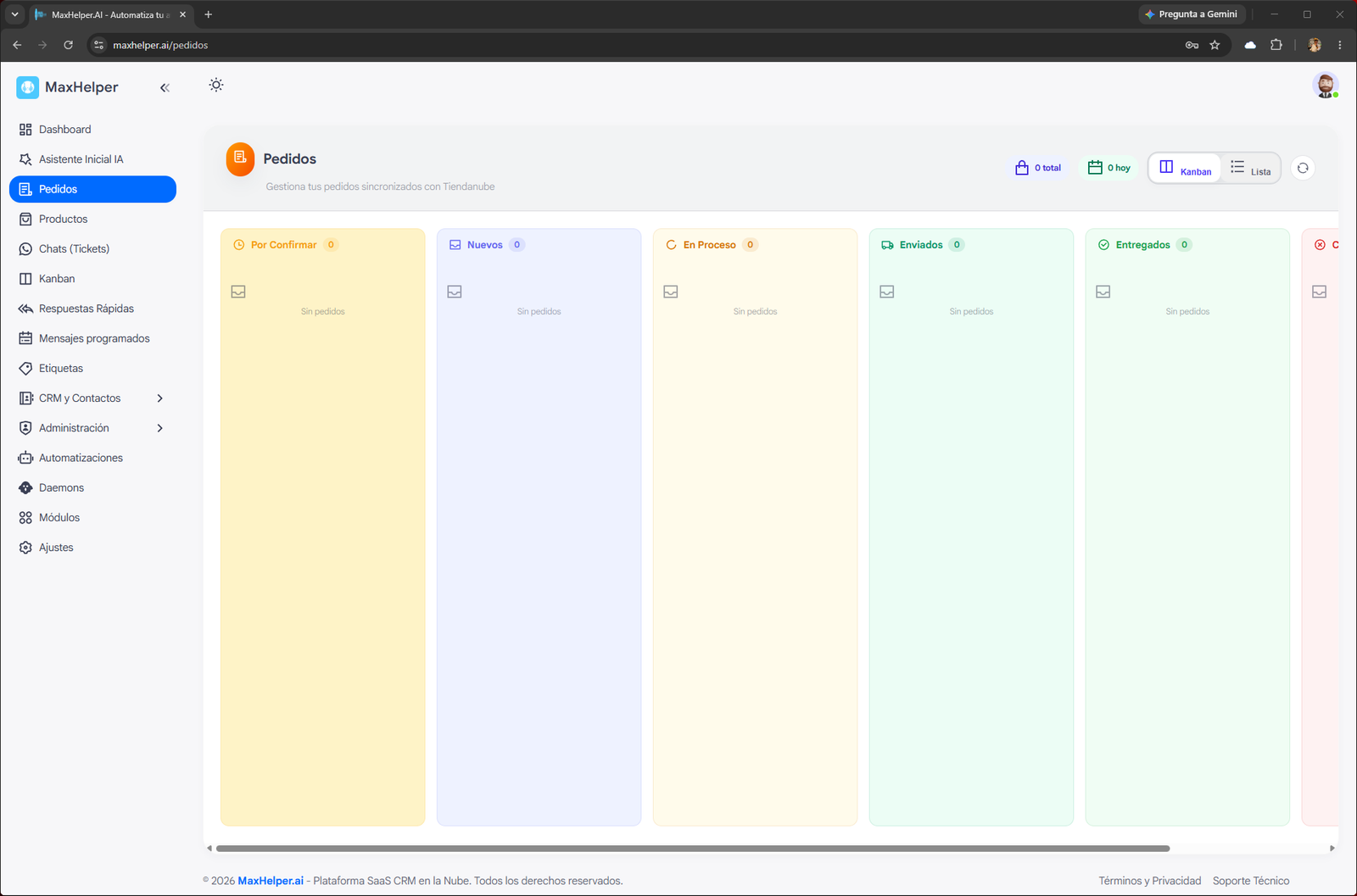 Pedidos Kanban